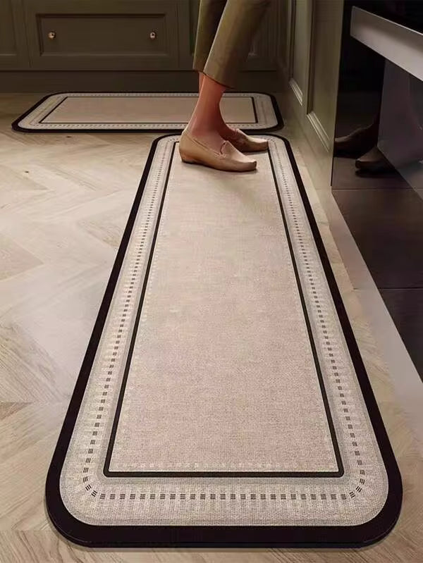 1pc Silicone Kitchen Mat In Luxury Style With Line Blocks & Gradient Pattern. Cushioned, Anti-Fatigue, Water Absorbent, Quick Drying, Non-Slip Mats Suitable For Kitchen, Bathroom, Entrance, Laundry Room Etc. ,Room Decor