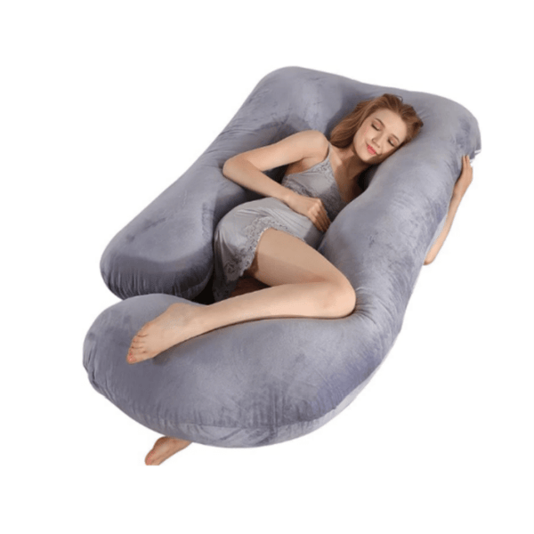 Pharmedoc Maternity Pillow, U-Shaped Full Body Pillow-Detachable Pillowcase Extra Large Size-Grey-Sleeping Maternity Pillow-Adult Body Pillow, Maternity Pillow And Pregnancy Essential Mother Day Gift