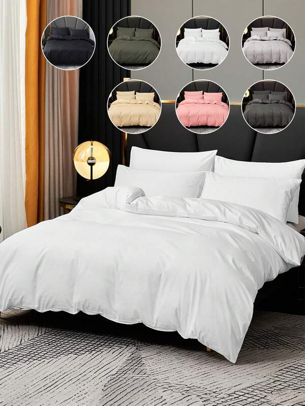 2/3pcs Bedding Set, Solid Color Bedding Set, Cozy Room Decor, Soft Anti-Pilling, Breathable, Dust-Proof Duvet Cover Set, 1pc Duvet Cover + 1/2pcs Pillow Sham, Suitable For Twin,Multicolor,Full, Queen, King, California King Beds,Guest Room,Room Decor