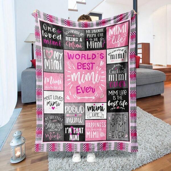 1PC Mimi Gift, Mimi Gift For Grandparents' Day, Mimi Gift For Grandma - Cool Mimi Birthday Gift - Grandma Mimi Soft Flannel Blanket, Best Mimi Gift Pink (Mimi Blanket) Bed Blanket Sofa Blanket Soft Blanket